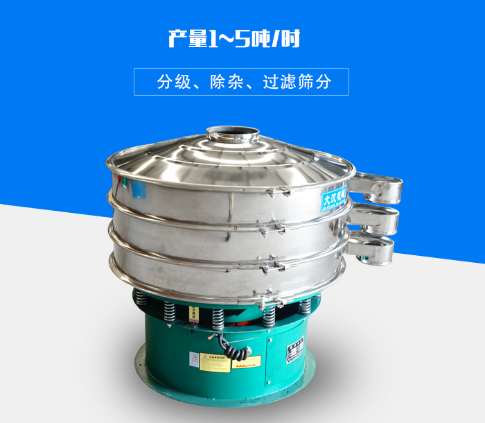 旋振篩可用于處理粉末、顆粒、液體，產量可達5噸/時